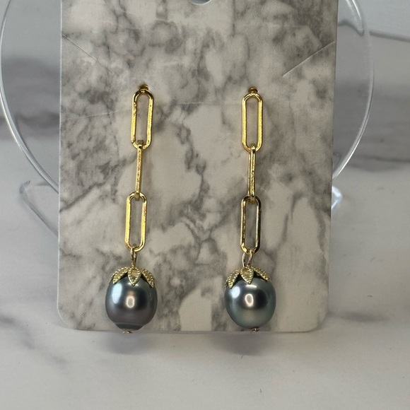Tahitian Pearl Gold Filled Earrings - Picture 5 of 5